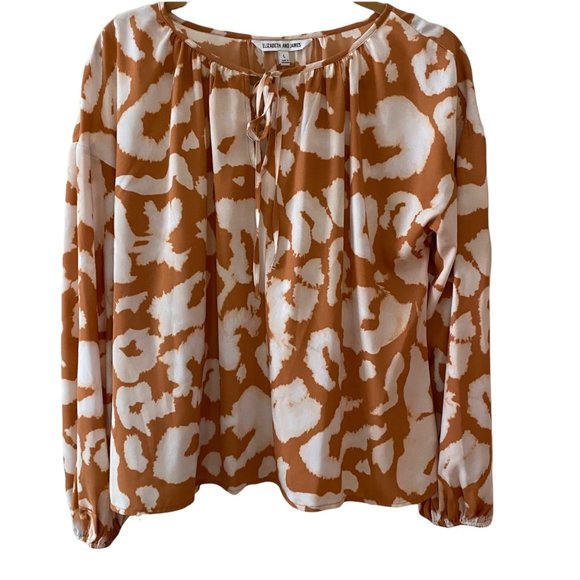 Elizabeth and James Tie Front Printed Blouse L - Picture 1 of 5